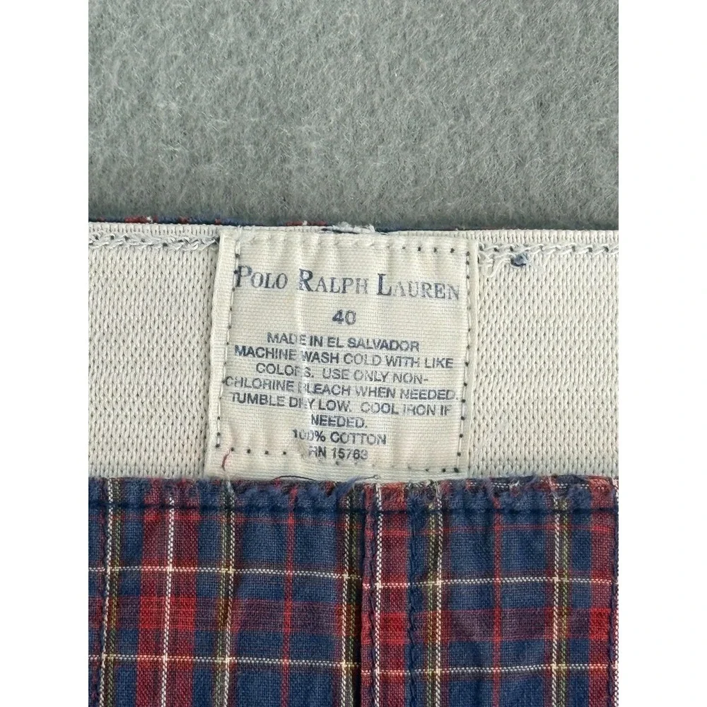 Polo Ralph Lauren Boxer Shorts Mens 40 Blue Red Plaid Cotton Underwear‎